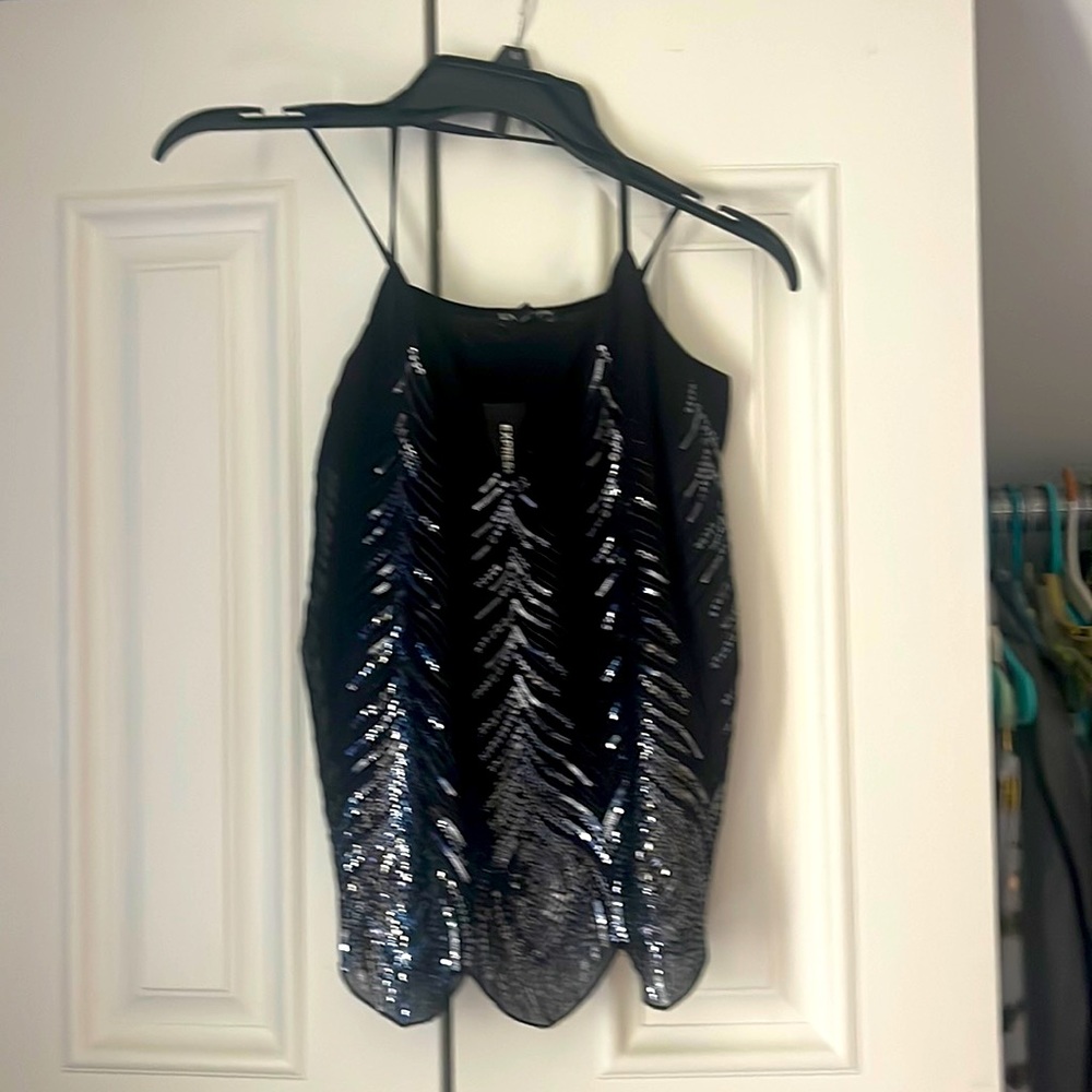 Peacock sequined tank